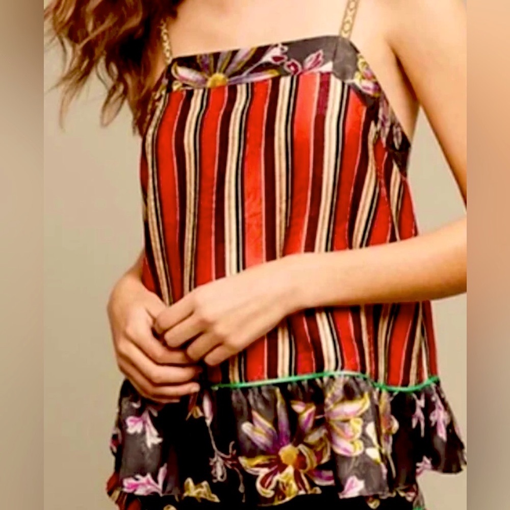 E by ELOISE x Anthropologie Acacia Floral Stripe Moulin Rouge Cami Top